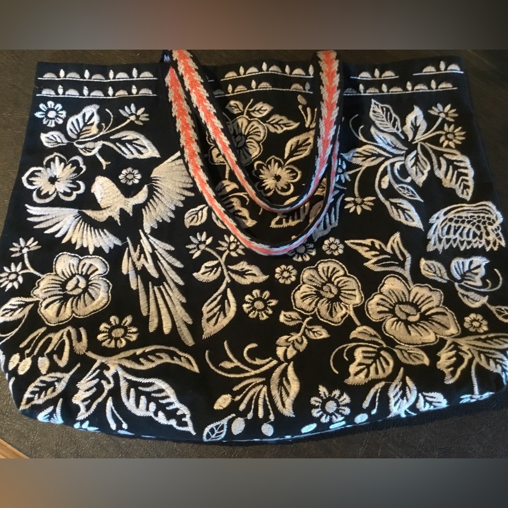 Beautiful Johnny Was Floral Embroidered Tote